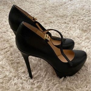 Women's Jessica Simpson stiletto platform strap high heel shoes black size 8.5